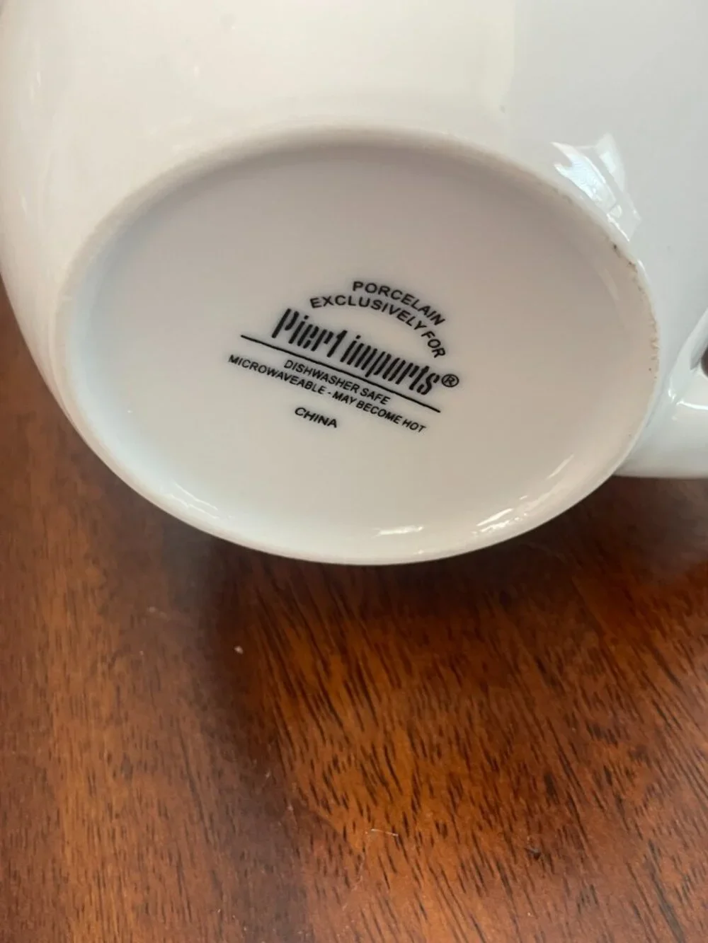 Vtg Pier 1 Imports White Porcelain Mug w/ Bird Handle 4.5